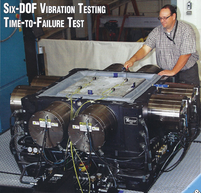 Overview　总览

   The Tensor 18kN™ 6 DoF vibration system expands on the design of the small and more compact Tensor 900. The system is still designed to be over-determined, and uses twelve custom made ED shakers for excitation out to 2,000 Hz. However, the larger design incorporates twelve individual 900 lbf RMS shakers to drive a 30 inch square table. With four shakers in each axis, this system produces 3,600 lbf RMS per axis, and has a bare table moving mass of nominally 430 lbm. The Tensor 18kN™ represents cutting edge technology in multi-axis testing and incorporates custom oil cooled ED shakers with an integrated, air isolated and highly damped reaction mass capable of 12g peak Sine (bare table)and 9g RMS (bare table) Random acceleration.

   Tensor 18kN™6 DoF振动系统是在更小巧，更紧凑的Tensor 900的设计基础上进行了扩展。该系统设计得依赖多种因素，并使用十二个定制的电动振动台来激励至2000Hz。设计包含了十二个单独的900 lbf RMS振动台，以驱动30英寸的方形工作台面。该系统在每个轴上都有四个振动台，每个轴可产生3600 lbf RMS推力，裸台运动质量为430 lbm。Tensor 18kN™代表了多轴振动测试中的*端技术，并结合了定制的油冷式电动振动台，该振动台具有集成的，空气隔振的高阻尼反应质量块，能够产生12g峰值正弦加速度（裸台）和9g RMS（裸台）的随机加速度。



Features　特征

5-2000Hz frequency Band 5-2000Hz频率带宽

4800lb-f (21.4kN Sine) All Axis 4800lb-f（21.4kN正弦）全轴推力

Oil Cooled Custom ED Shakers　油冷定制电磁振动器

Hydrostatic Bearings Throughout　全静压轴承

30inch (750mm) Mounting Table 30英寸（750毫米）安装台面

Power Amplifier Set (120 kVA total)　功率放大器套件（总计120 kVA）

Highly Damped Reaction Mass　高阻尼隔震反应质量块

Hydraulic Power Supply　液压动力源



Applications　应用领域

Sensitive Electronics Testing　高灵敏的电子产品测试

Avionics Validation　航空电子验证

Communication Equipment Testing 通讯设备测试

PCB Testing PCB电路板测试